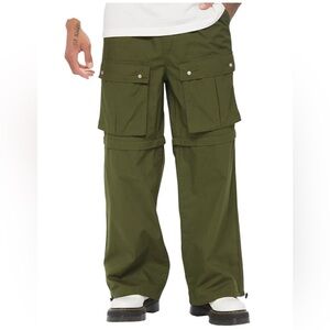 Hot Topic Men's Convertible Cargo Pants 5 Pocket Green Convert to Shorts 32 x 32